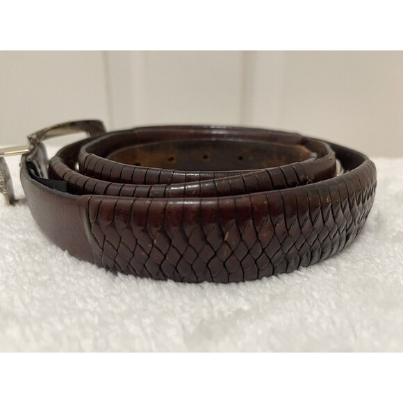 Brighton Mens Leather Braided Belt Size 48 Brown - Picture 2 of 10